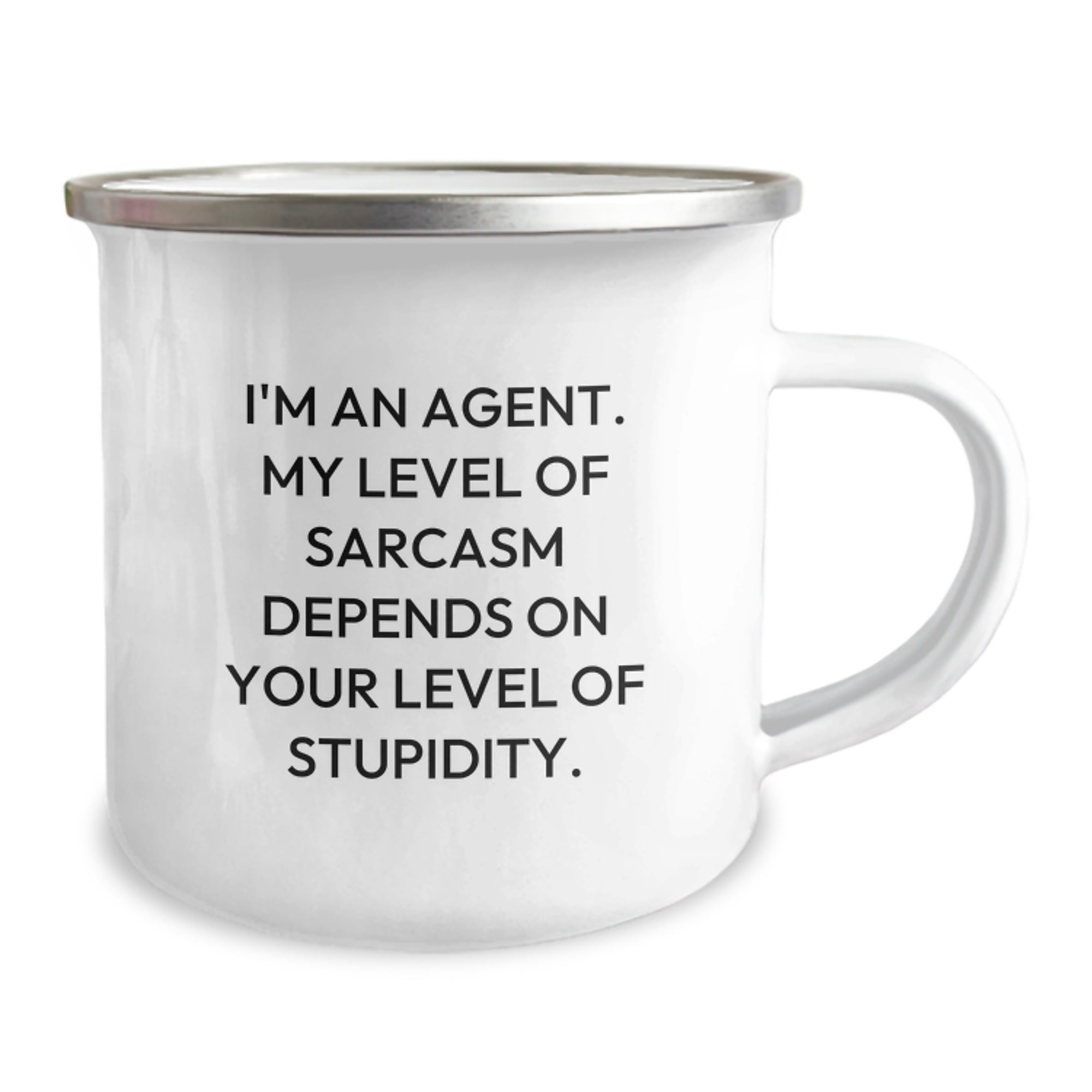 Funny Agent Gifts | I'm An Agent. My Level Of Sarcasm Depends On Your Level Of Stupidity. Camping Mug, Graduation Unique Gifts from Friends - Image 2