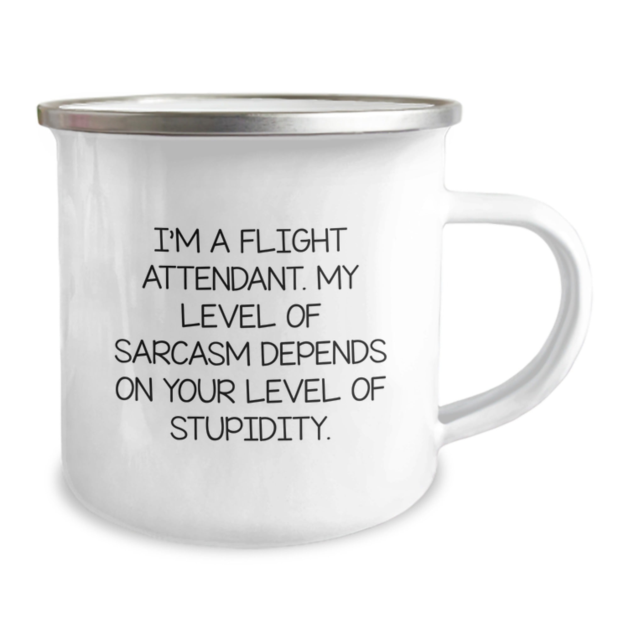Flight Attendant Gifts, Funny Camping Mug for Graduation from Friends, 'I'm A Flight Attendant. My Level Of Sarcasm Depends On Your Level Of Stupidity.' - Image 2