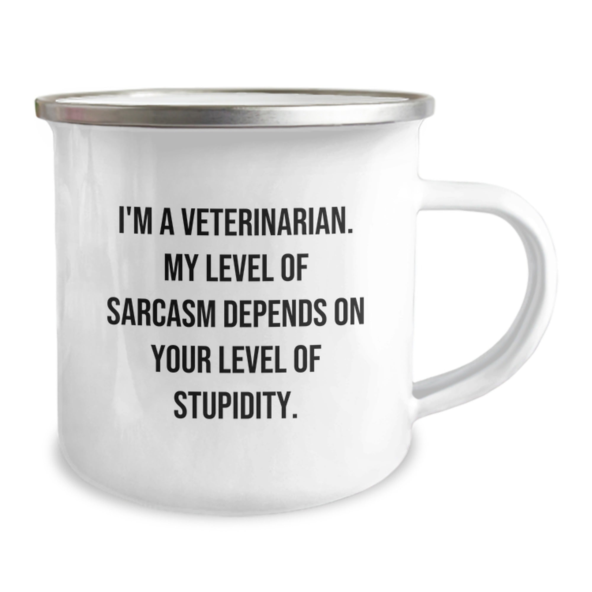 Funny Veterinarian Gifts, I'm A Veterinarian. My Level Of Sarcasm Depends On Your Level Of Stupidity., Birthday Unique Gifts from Family to Veterinarian Friends - Camping Mug - Image 2