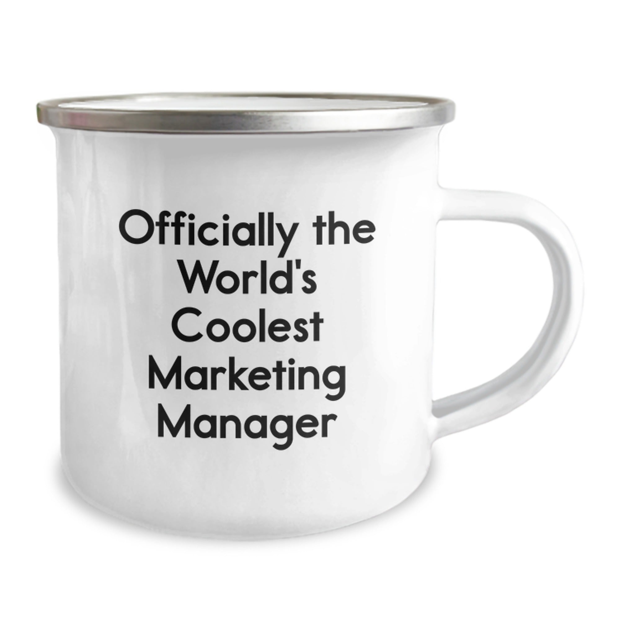 Fun and Inspirational Marketing Manager Gifts from Friends for Graduation, 'Officially The World's Coolest Marketing Manager' Quote on Camping Mug, 12 oz Stainless Steel with Enamel Finish - Image 2