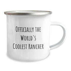 Rancher Gifts from Friends, Unique Birthday Unique Gifts for Ranchers, 'Officially The World's Coolest Rancher' Funny Camping Mug - Image 2