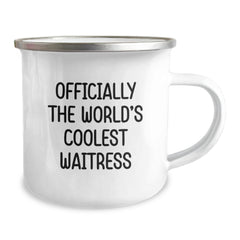 Funny Waitress Gifts for Her, Officially The World's Coolest Waitress Stainless Steel Camping Mug, Gifts from Friends to Family, Unique Graduation Present - Image 2