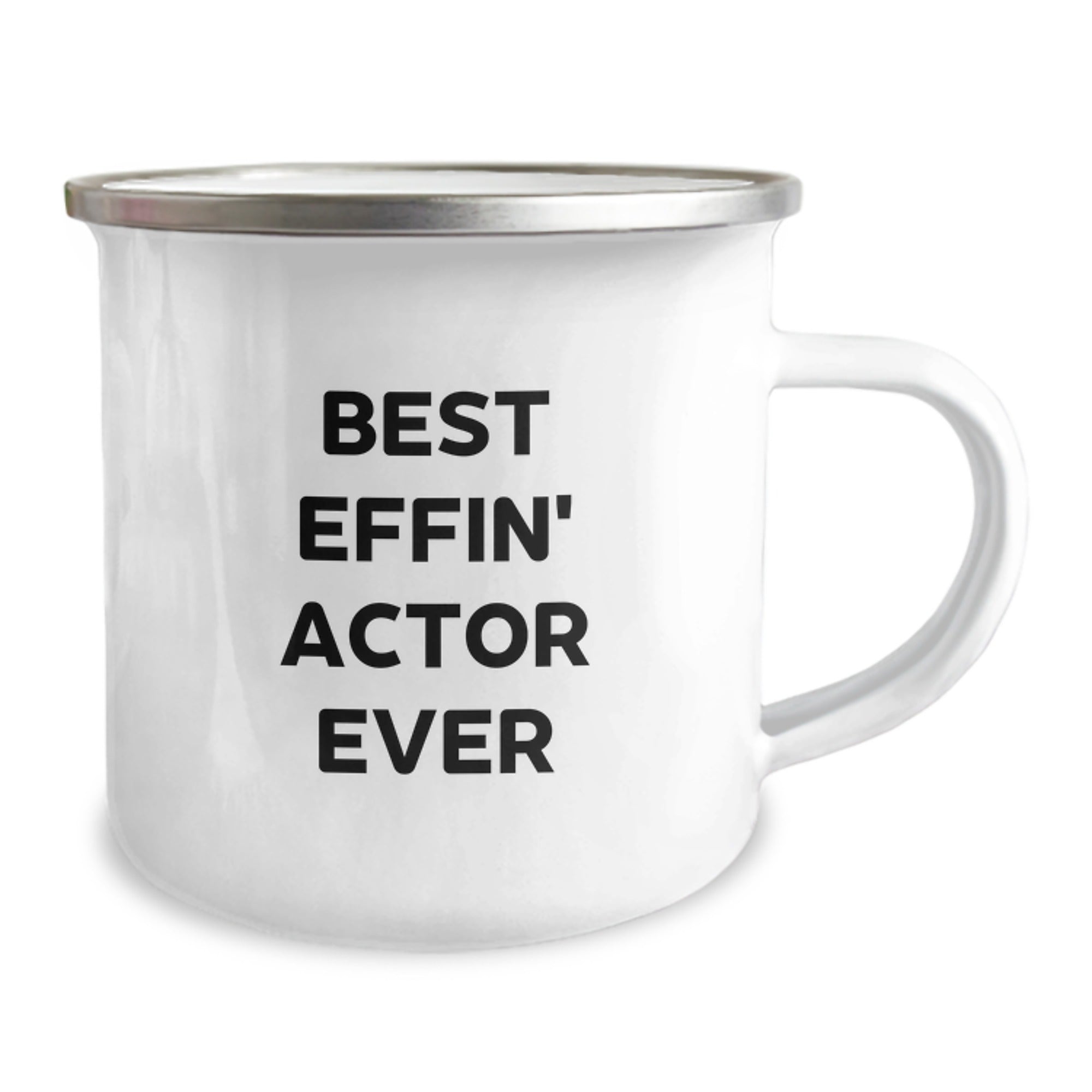 Funny Actor Gifts from Friends, Best Effin' Actor Ever Enamel Camping Mug for Graduation, 12 oz Stainless Steel, Unique Actor Mug for Actor Lovers - Image 2