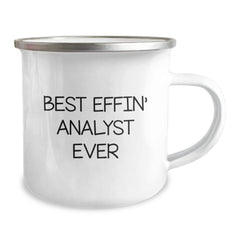 Funny Analyst Gifts from Friends for Best Effin' Analyst Ever Graduation Camping Mug, 12 oz - Image 2