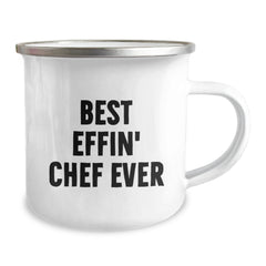 Funny Chef Camping Gifts for Men from Friends and Family - Best Effin' Chef Ever Enamel Mug - Christmas Unique Gifts - Image 2
