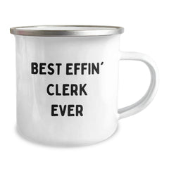 Funny Clerk Gifts for Men, Camping Mug with Best Effin' Clerk Ever Quote, Christmas Unique Gifts from Friends to Family - Image 2