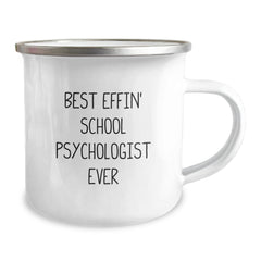 Funny School Psychologist Gifts from Friends, Gifts for the Best Effin' School Psychologist Ever, Enamel Camping Mug for Graduation Party - Image 2