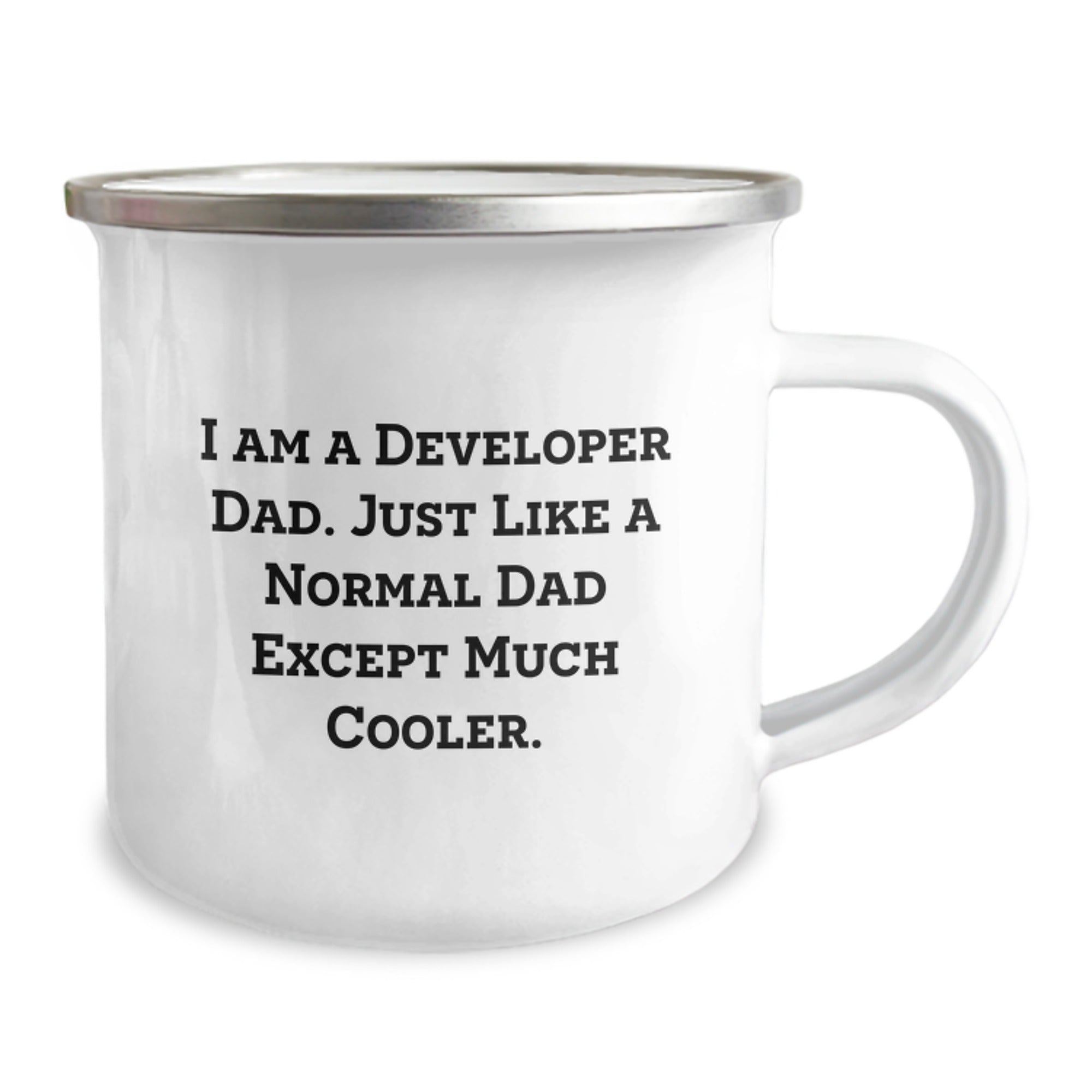 Developer Dad Gifts, Funny Camping Mug for Graduation, 'I Am A Developer Dad' Enamel Print, 12 oz Stainless Steel, Gifts from Dad to Developer - Image 2