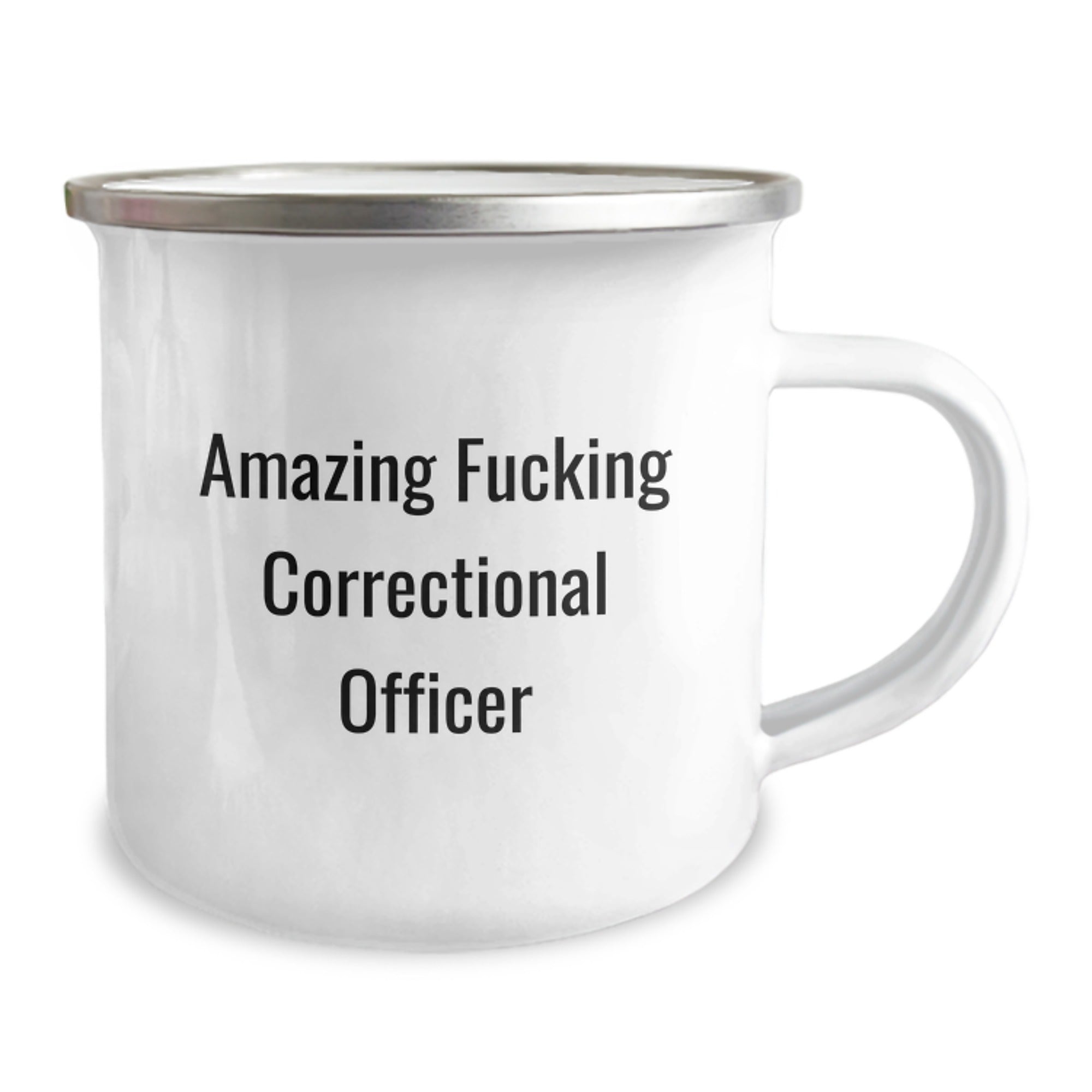 Funny Correctional Officer Gifts from Friends - 'Amazing F--king Correctional Officer' Enamel Camping Mug for Birthday - Image 2