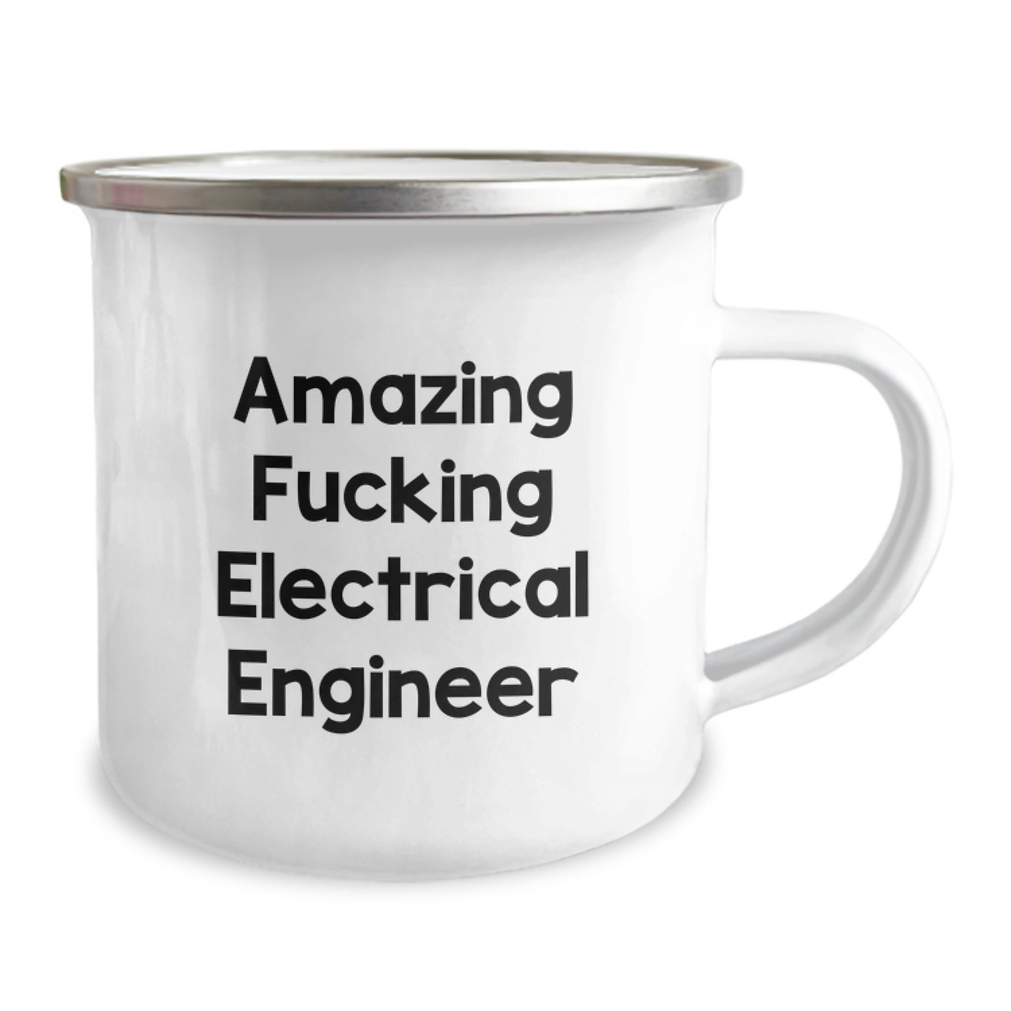 Funny Electrical Engineer Birthday Unique Gifts from Friends for Men - 'Amazing F--king Electrical Engineer' Quote on Camping Mug, 12 oz Stainless Steel with Enamel Finish - Image 2