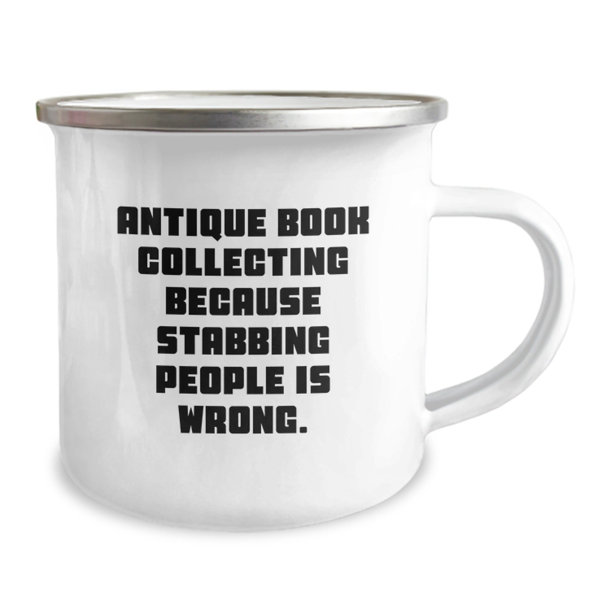 Antique Book Collecting Gifts, Funny Quote Mug for Birthday, Gifts from Friends, Gifts for Book Lovers, 12 oz Stainless Steel Camping Mug - Image 2