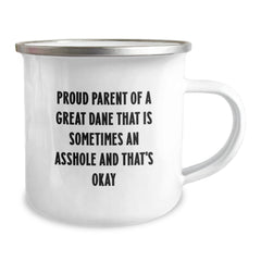 Funny Great Dane Dog Parent Gifts from Men for Birthday Unique Mugs, Camping Mugs for Great Dane Dog Lovers, Proud Parent Quote Enamel Mug - Image 2