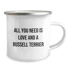Funny Russell Terrier Dog Gifts from Friends for Birthday Unique Camping Mugs - All You Need Is Love And A Russell Terrier - Image 2