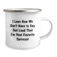 Funny Surveyor Gifts for Men, Unique Christmas Memorable Presents from Friends to Favorite Surveyor, Enamel Camping Mug - Image 2
