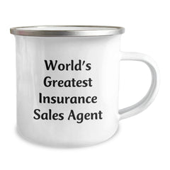 Funny World's Greatest Insurance Sales Agent Camping Mug, Unique Christmas Unique Gifts for Insurance Sales Agent Friends, Stainless Steel with Enamel Finish, Perfect for Camping Lovers - Image 2