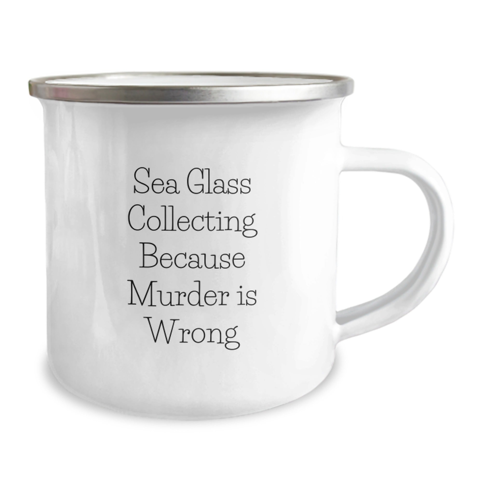 Funny Sea Glass Collecting Gifts for the Men in Your Life - 'Sea Glass Collecting Because Murder Is Wrong' Camping Mug, Unique Christmas Unique Gifts for Sea Glass Collectors - Image 2