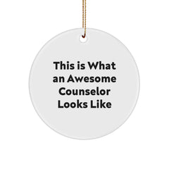 Funny Counselor Gifts from Friends for Counselor Christmas Circle Ornament 'This Is What An Awesome Counselor Looks Like' - Image 1