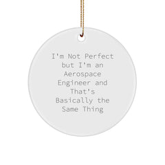 Funny Aerospace Engineer Gifts for Men from Friends - Christmas Unique Circle Ornament with 'I'm Not Perfect But I'm An Aerospace Engineer' Quote - Image 1