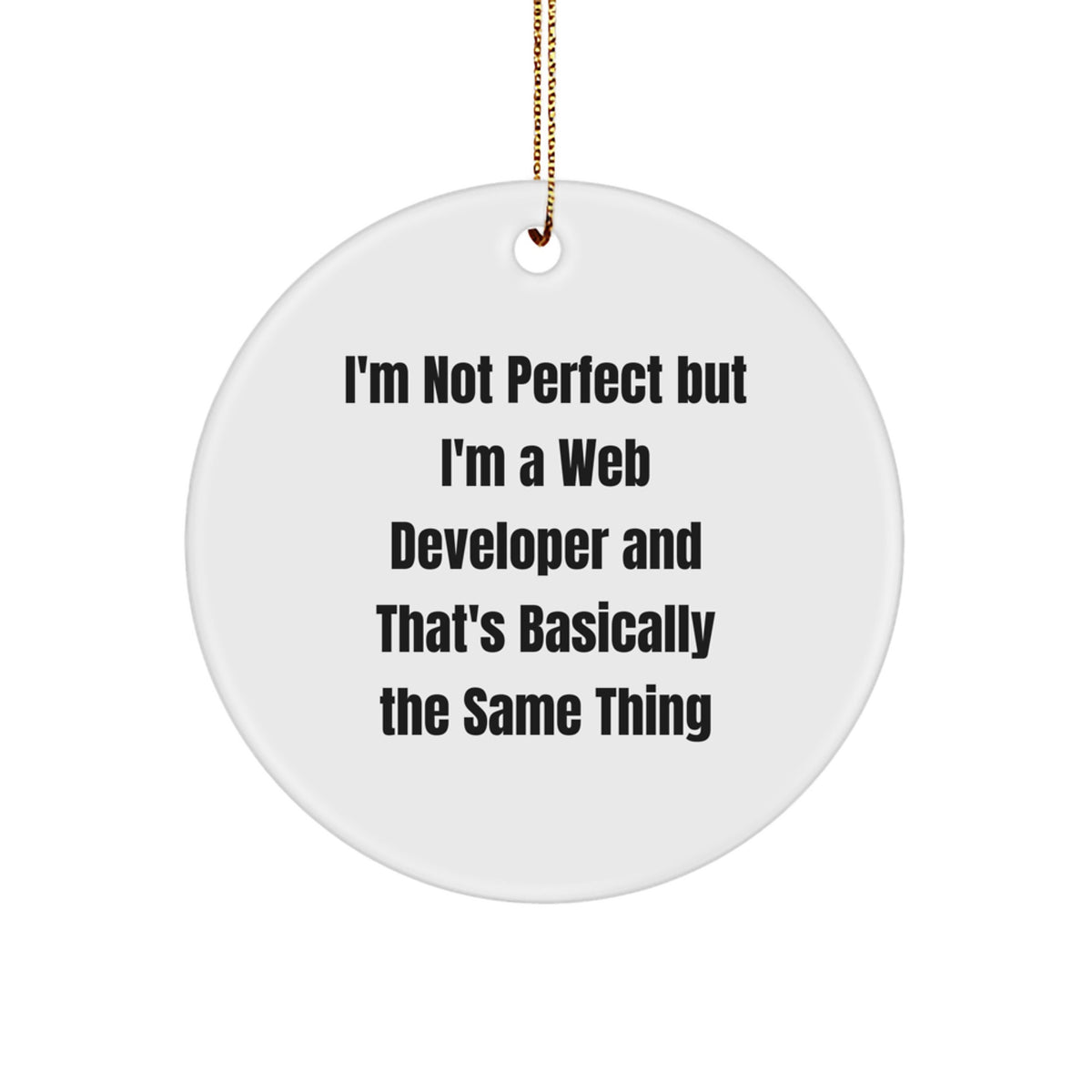Funny Web Developer Gifts from Friends - 'I'm Not Perfect' Circle Ornament for Men, Women, Coworkers, or Family at Christmas - Image 1