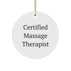 Massage Therapist Gifts from Friends to Family - 'Relaxation is Key' Circle Ornament, White, Christmas Unique Gifts - Image 1