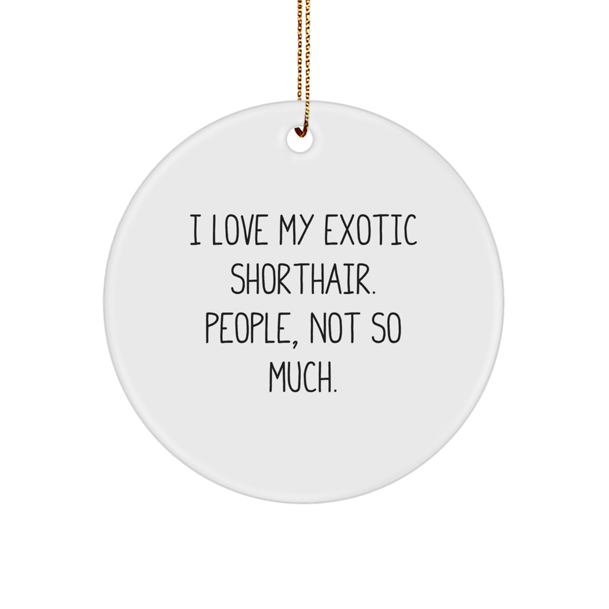 Exotic Shorthair Cat Lovers Gifts from Friends for Christmas Unique Circle Ornament, Funny Quote 'I Love My Exotic Shorthair. People, Not So Much.' - Image 1
