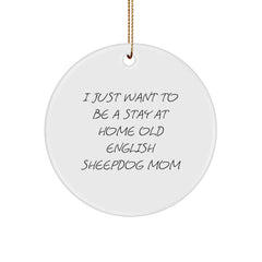 Old English Sheepdog Mom Funny Circle Ornament Gifts from Family to Friends for Christmas Unique Decorations - Image 1
