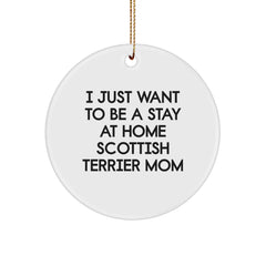 Funny Scottish Terrier Dog Mom Gifts from Friends and Family for Christmas Unique Circle Ornament - Image 1