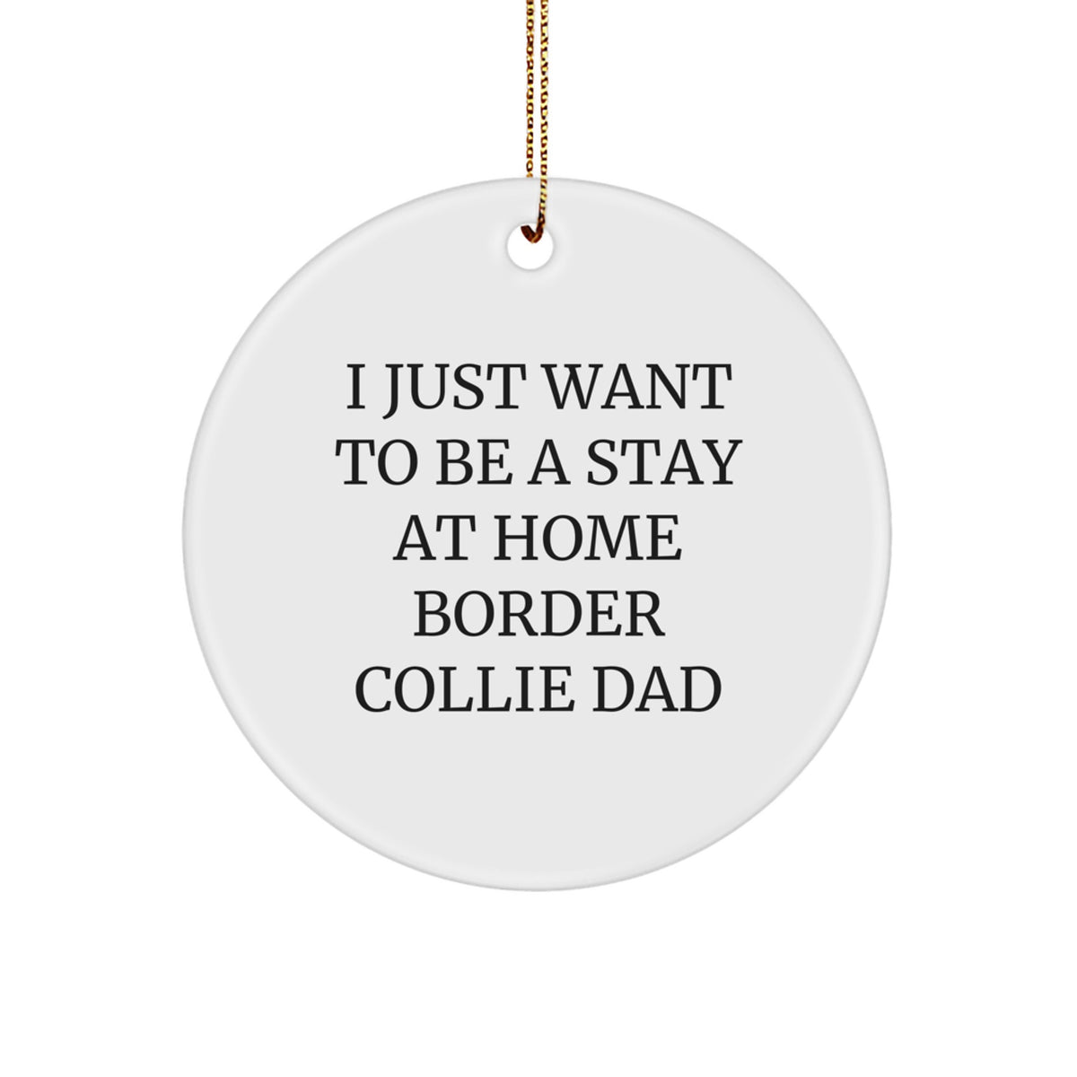 Funny Border Collie Dog Gifts from Men to Friends for Christmas - 'I Just Want To Be A Stay At Home Border Collie Dad' Circle Ornament - Image 1