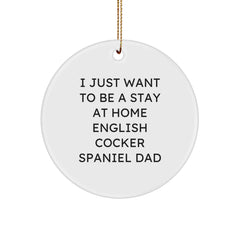 English Cocker Spaniel Dog Lover Gifts for Men - Funny Circle Ornament - White Christmas Unique Gifts from Dad - Image 1