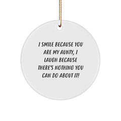 Funny Aunty Gifts from Family, Gifts for Aunty, Christmas Unique Circle Ornament with Inspirational Quote - Image 1
