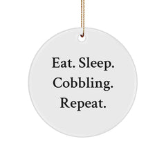 Cobbling Gifts from Friends and Family - Eat. Sleep. Cobbling. Repeat. Christmas Circle Ornament - Image 1