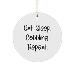 Funny Cobbling Gifts for Men from Eat. Sleep. Cobbling. Repeat. - Circle Ornament for Christmas - Image 1