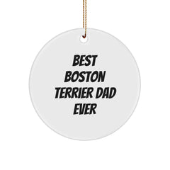 Boston Terrier Dad Gifts from Friends for Boston Terrier Dog Lovers, Circle Ornament, Funny Quote, Christmas Unique Treasures - Image 1