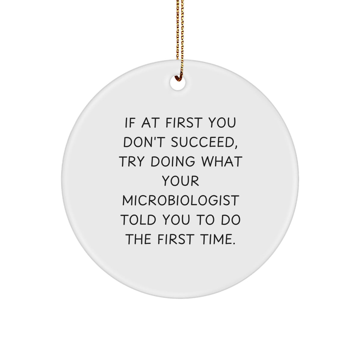 Funny Microbiologist Gifts for Christmas - 'If At First You Don't Succeed' Circle Ornament from Friends and Family - Image 1