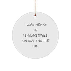 Funny Pekingesebeagle Christmas Unique Gifts for Men from Friends - Inspirational Quote Circle Ornament with Gold Cord - Image 1