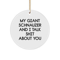 Funny Giant Schnauzer Dog Christmas Unique Gifts for Men - My Giant Schnauzer and I Talk Shit About You - Circle Ornament from Friends - Image 1