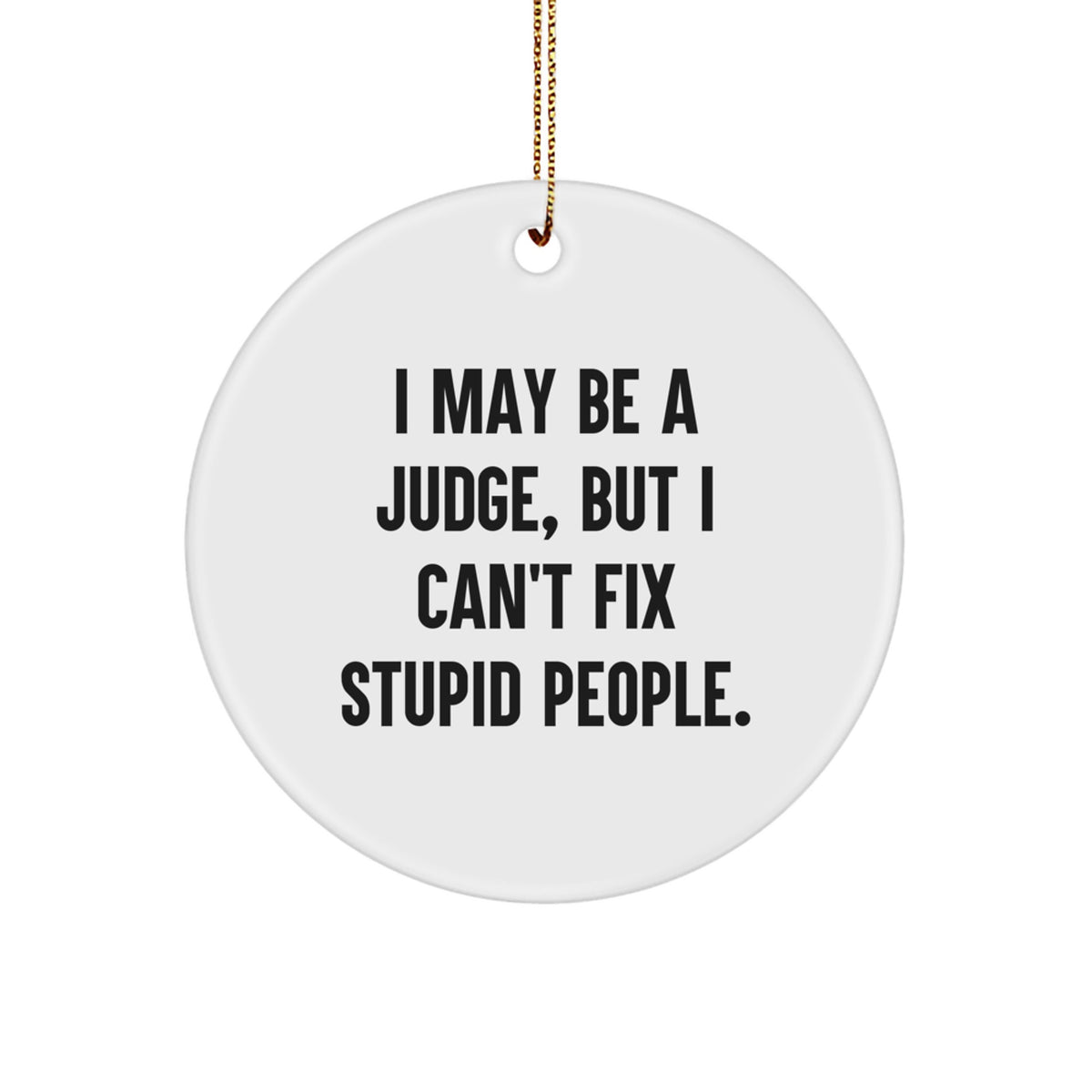 Funny Judge Gifts from Friends - Christmas Decorations, I May Be A Judge, But I Can't Fix Stupid People. Circle Ornament for Judges, Men, Women, Family, Coworkers - Image 1