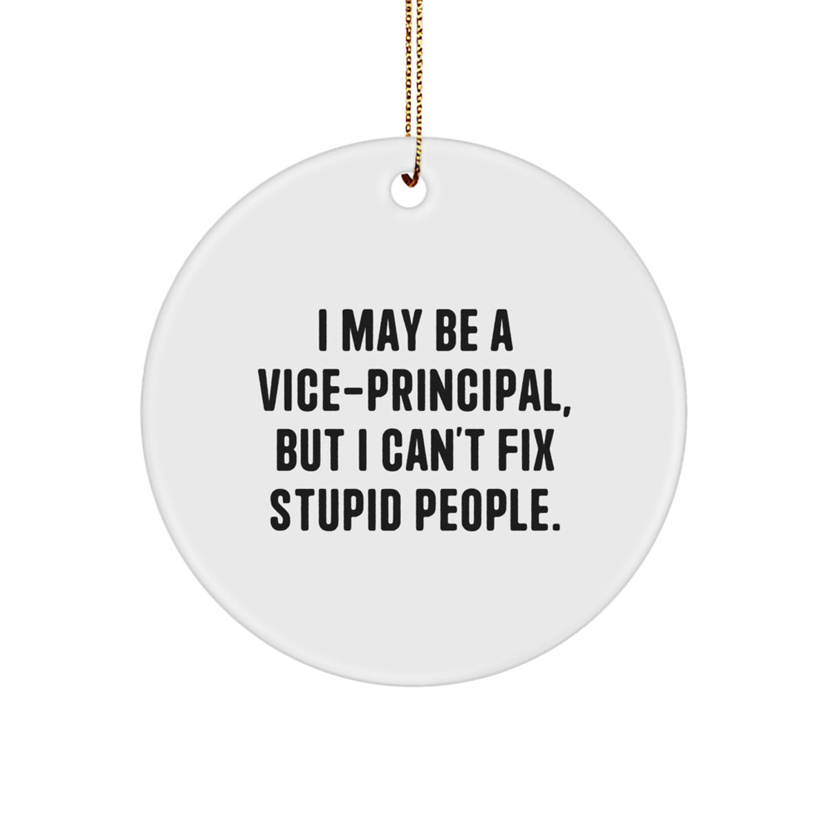 Funny Vice-principal Gifts for Christmas - 'I May Be A Vice-principal, But I Can't Fix Stupid People.' Circle Ornament, White, Circle Shaped, Gift from Friends to Vice-principal - Image 1