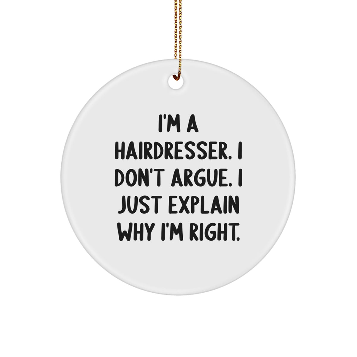 Funny Hairdresser Gifts from Friends for Hairdresser Christmas Unique Ornaments with Circle Shape - Image 1