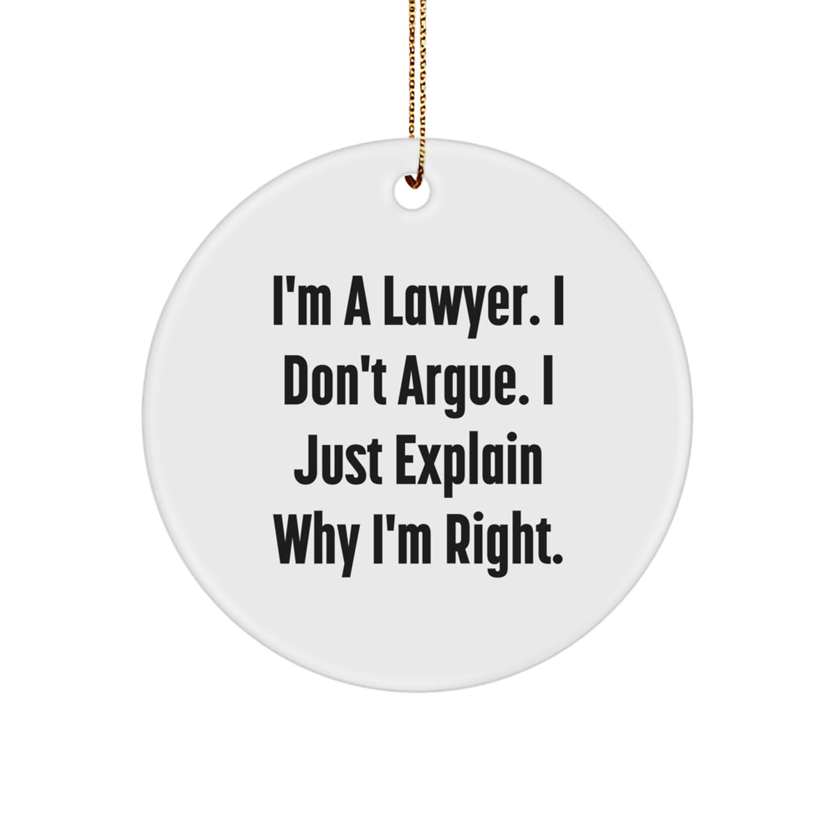 Funny Lawyer Gifts from Friends for Lawyer Men - I'm A Lawyer I Don't Argue Circle Ornament Christmas Unique - Image 1