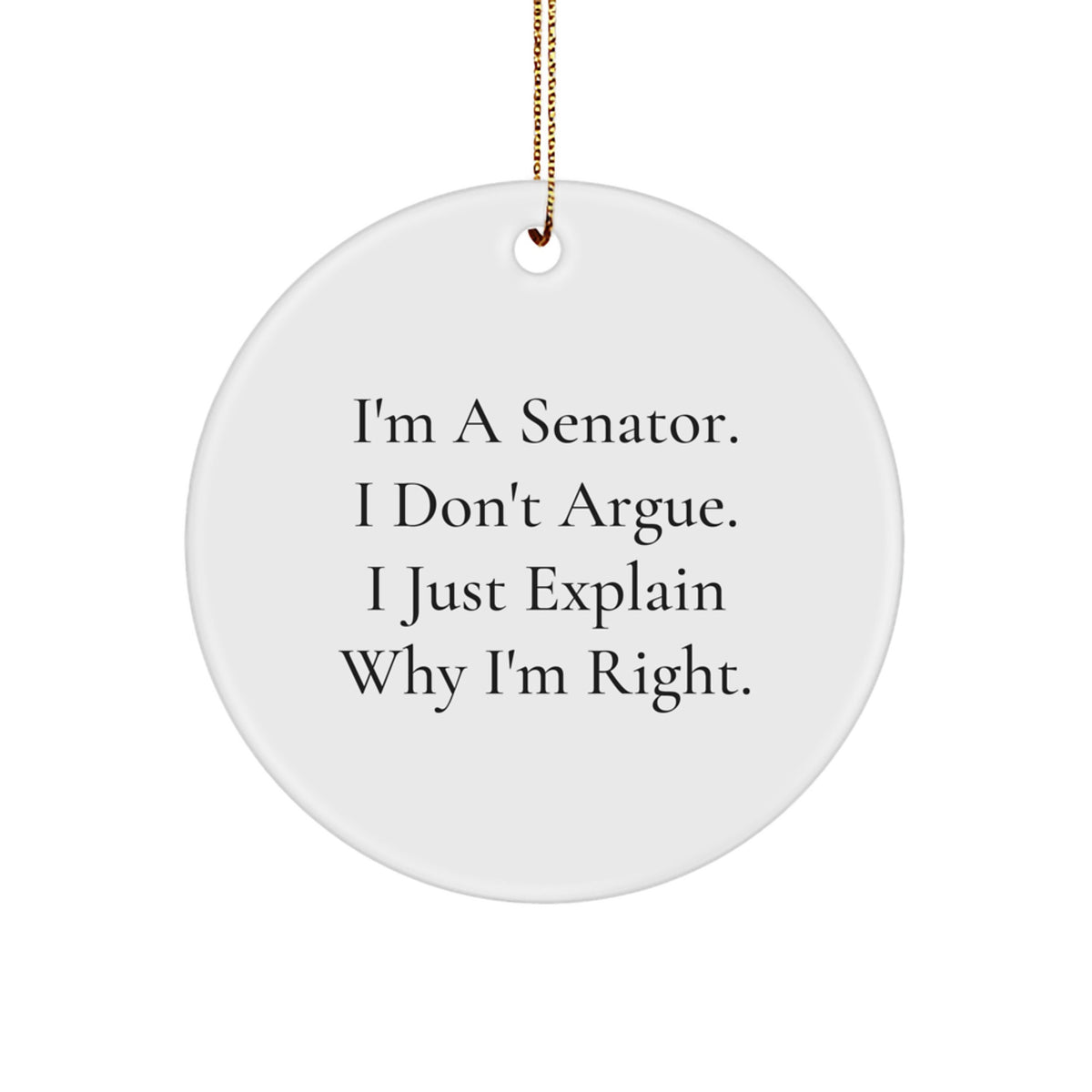 Senator Gifts from Friends for Men, Funny Circle Ornament, Christmas Unique Gifts - Image 1