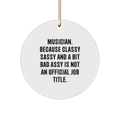 Funny Musician Gifts for Men - Musician Circle Ornament, Christmas Unique Gifts from Friends for Musician - Image 1