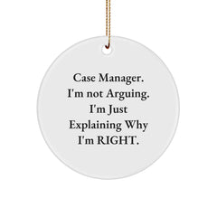 Funny Case Manager Gifts from Friends for Men - Christmas Unique Circle Ornament - Image 1