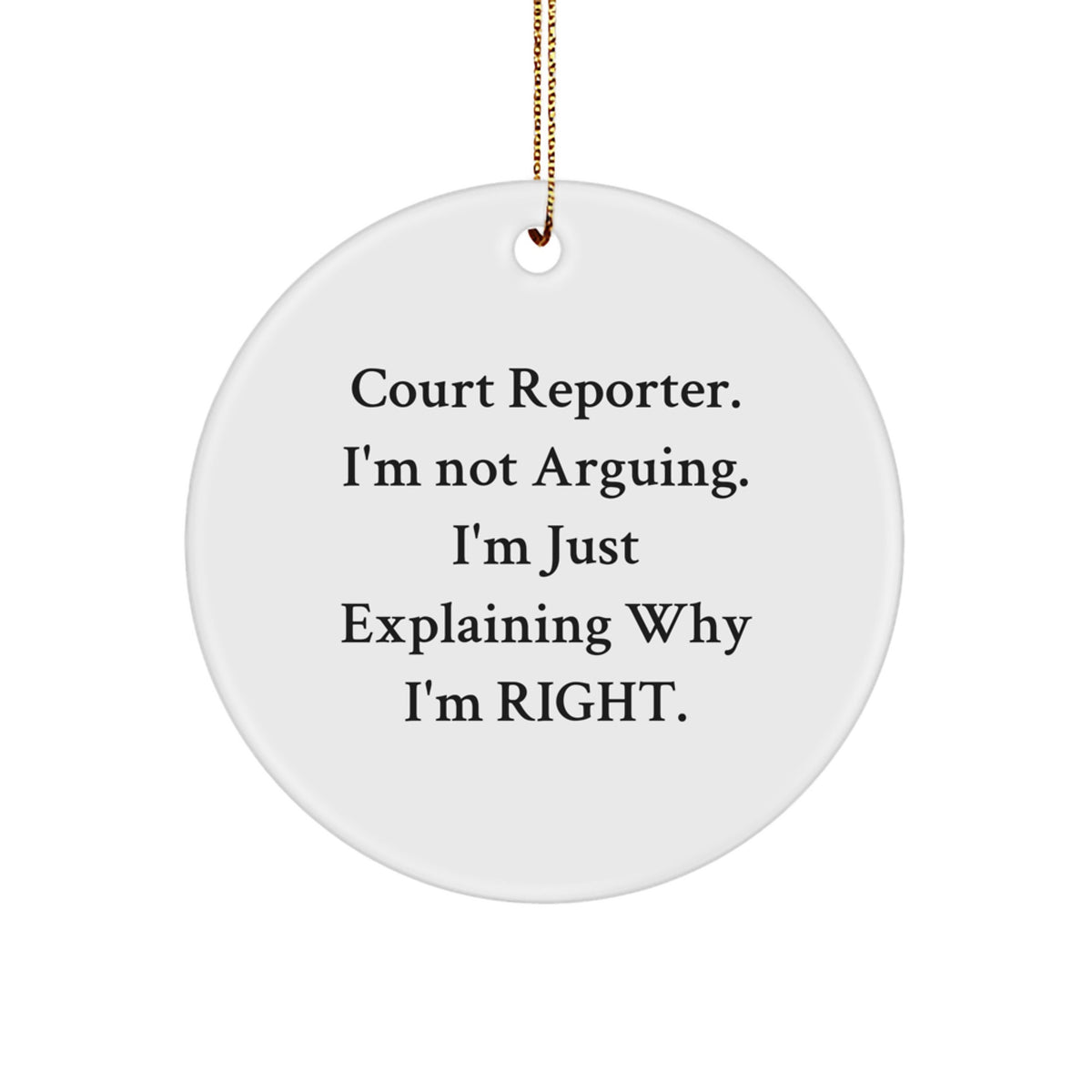 Funny Gifts from Friends for Court Reporter, Christmas Unique Circle Ornament, Court Reporter Humor Quote - Image 1