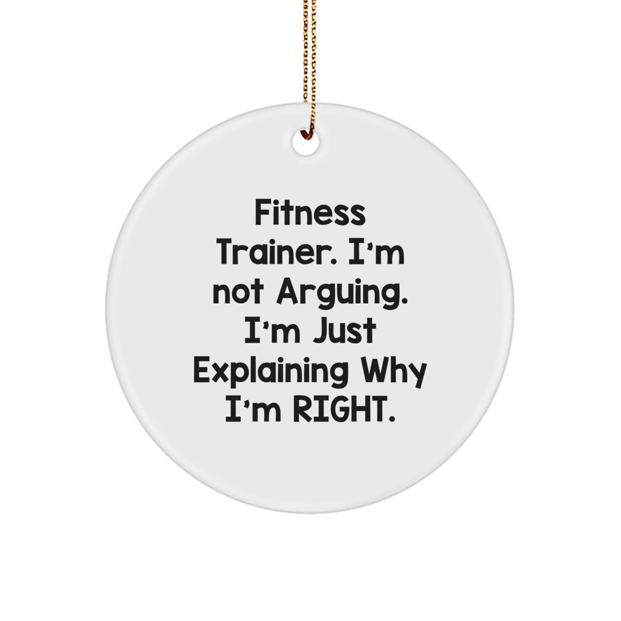 Funny Fitness Trainer Christmas Unique Gifts from Friends, Gifts for Fitness Trainer, Circle Ornament with Quirky Quote - Image 1