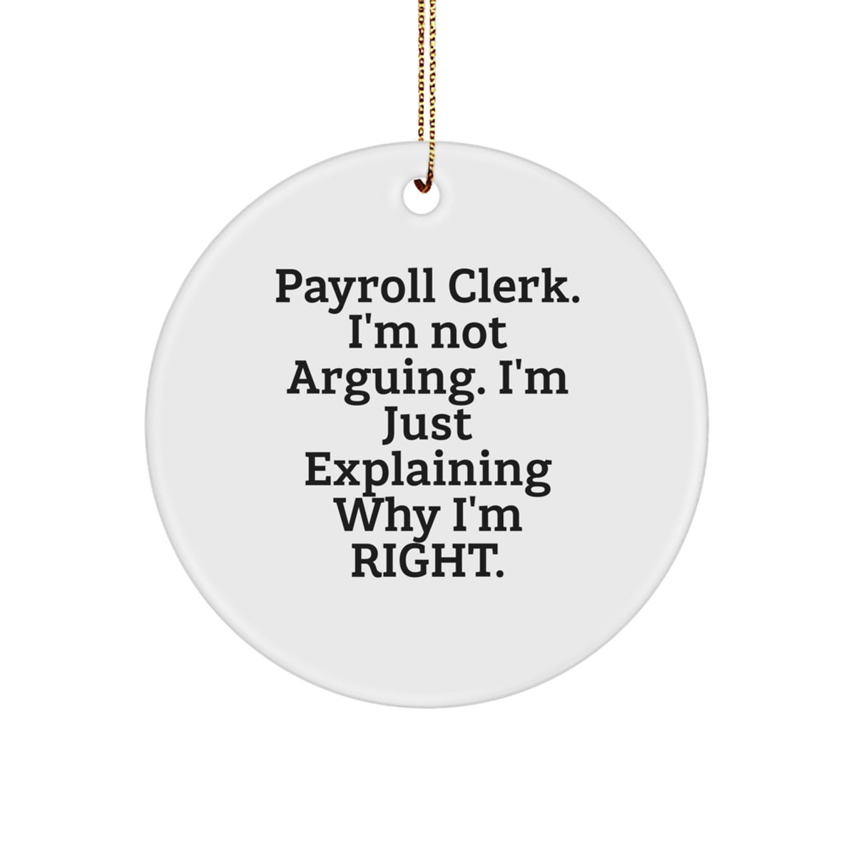 Funny Payroll Clerk Gifts from Coworkers, Unique Christmas Decorations, Payroll Clerk Circle Ornament Quote, Gifts for Payroll Clerks - Image 1