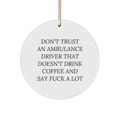 Funny Ambulance Driver Gifts from Friends for Ambulance Drivers, Ambulance Driver Circle Ornament, Christmas Unique Gifts - Image 1