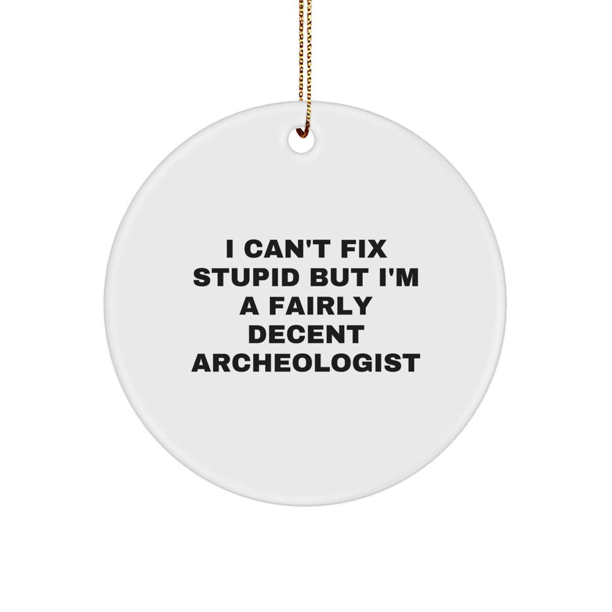 Funny Archeologist Circle Ornament, Gifts from Friends, Coworkers, or Family to Archeologist Men, Women, or Colleagues this Christmas Season, I Can't Fix Stupid But I'm A Fairly Decent Archeologist - Image 1