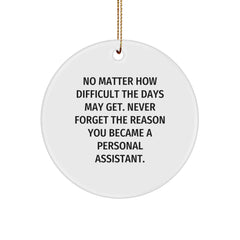Funny Personal Assistant Gifts from Friends, Inspirational Christmas Circle Ornaments for Personal Assistant, Never Forget the Reason You Became a PA - Image 1