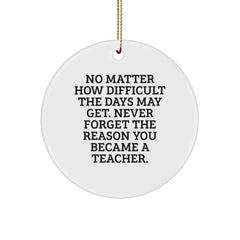 Teacher Gifts from Friends - Inspirational Circle Ornament - No Matter How Difficult The Days May Get. - Christmas Unique Gifts for Teacher - Image 1